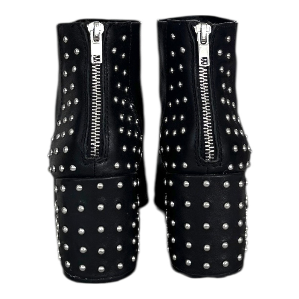 Steve Madden Leather Ankle Boots 8 Black Silver Studs Bikercore Grunge Rockstar - Picture 3 of 10